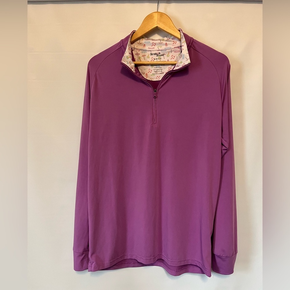 Birdie Bound 1/4 zip Long Sleeve Polo Orchid Sz Small